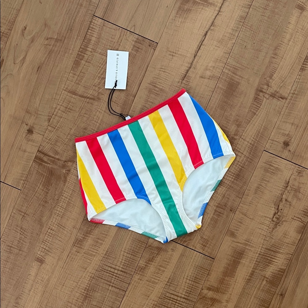 SOLID & STRIPED Rainbow Striped Swim Bottoms